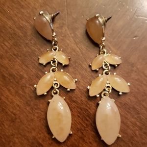 Bone/Tan Jewel Drop Earrings